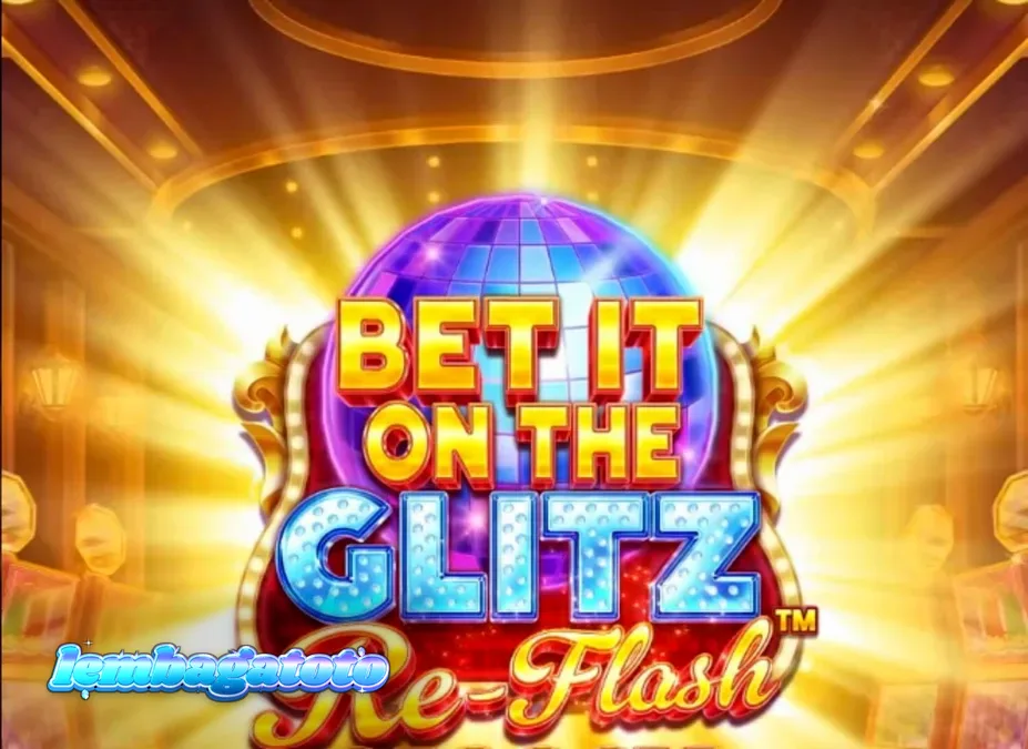 Tampilan visual mesin slot Bet It on the Glitz Re-Flash dengan nuansa neon Vegas.